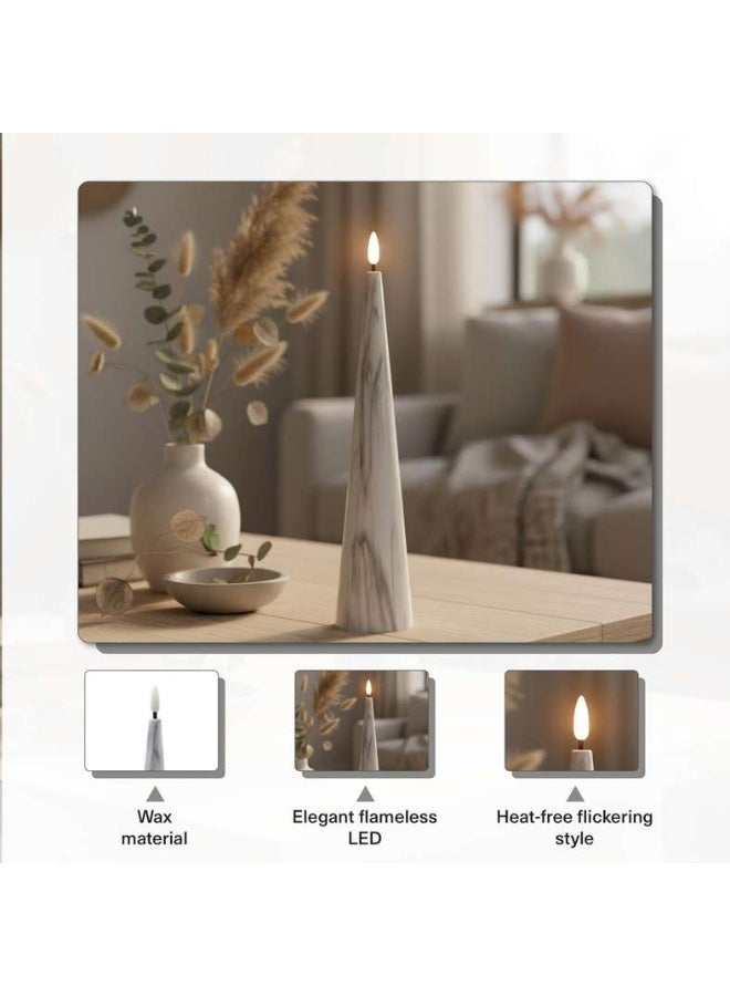 Pan Home Marbella LED Marbled Taper Candle - White - Image 5