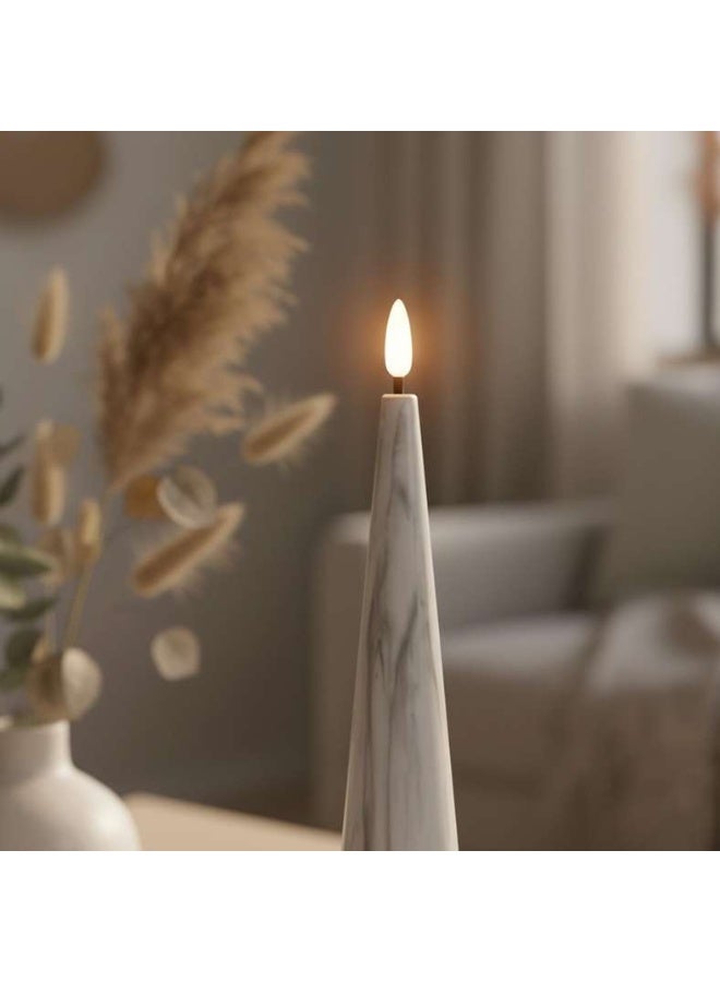 Pan Home Marbella LED Marbled Taper Candle - White - Image 2