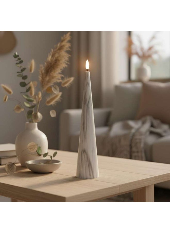 Pan Home Marbella LED Marbled Taper Candle - White - Image 1
