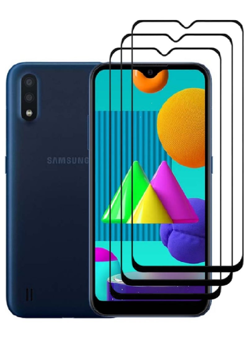 AINA 3 Pieces Tempered Glass Screen Protector 5D Designed For Samsung Galaxy M01 Full Glue Edge to Edge Full Screen Coverage And Bubble Free - Image 1