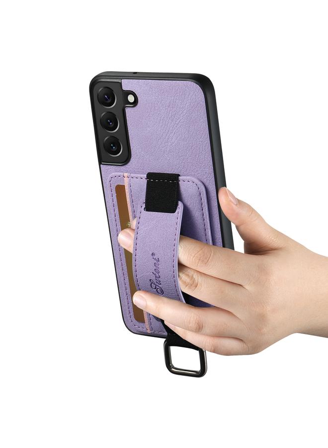 Suteni Case For Samsung Galaxy S22+ 5G H13 Litchi Leather Wrist Strap Wallet Back Phone Case - Image 3