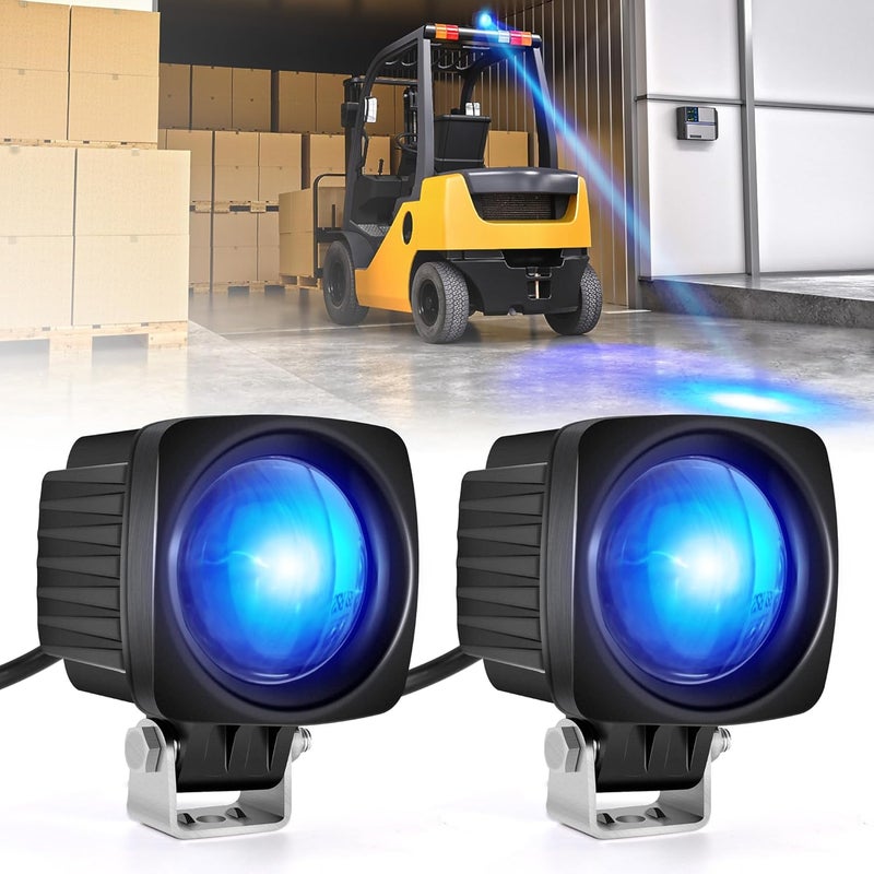 eTzone LED Forklift Safety Light - 10W Blue Backup Lights for Warehouse Safety - 2 Pack - Image 1