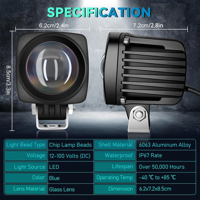 eTzone LED Forklift Safety Light - 10W Blue Backup Lights for Warehouse Safety - 2 Pack - Image 5
