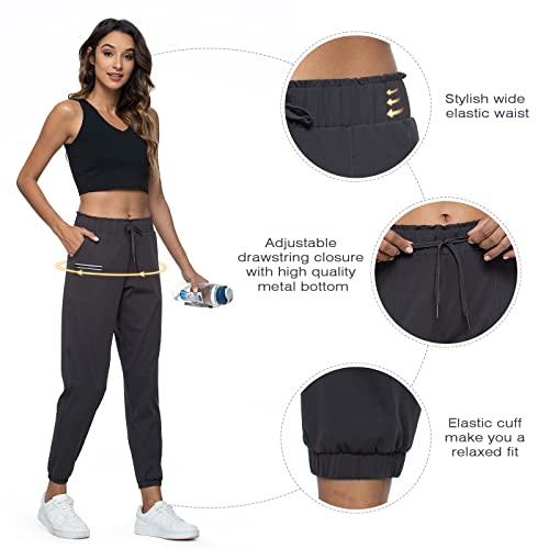 Haowind Joggers for Women with Pockets Elastic Waist Workout Sport Gym Pants Comfy Lounge Yoga Running Pants(Dark Grey M) - Image 5