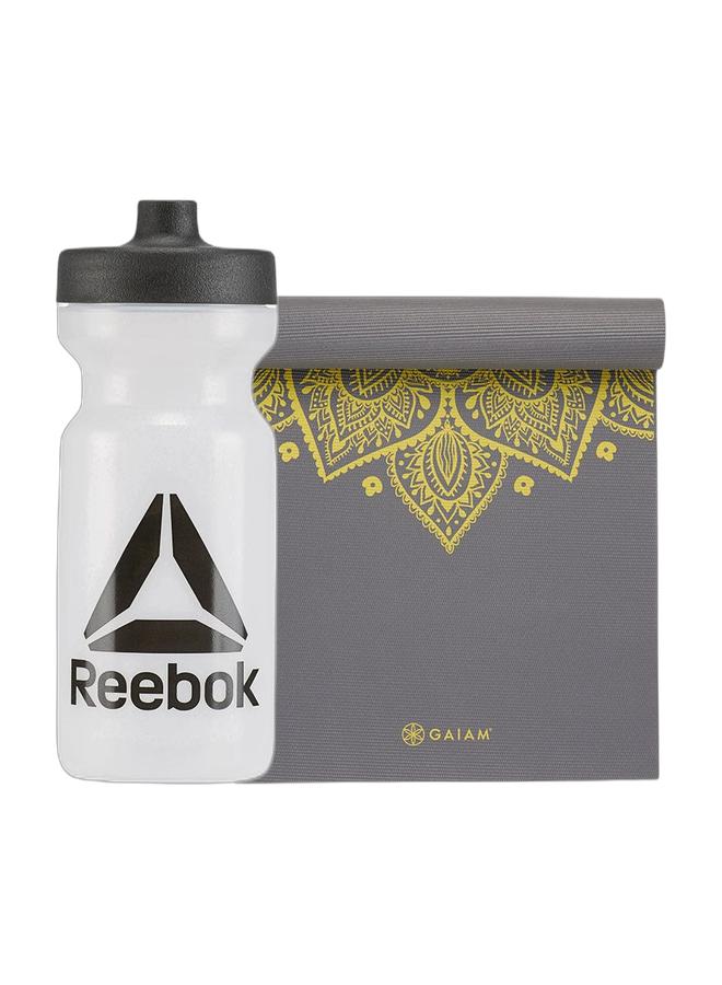 ريبوك مجموعة اليوغا - زجاجة مياه رياضية ريبوك فاونديشن سعة 500 مل - زجاجة مياه رياضية خالية من مادة BPA ومضادة للتسرب مع سجادة اليوغا جايام - Image 1