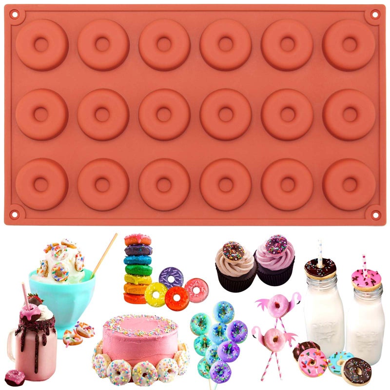 Funshowcase Mini Donut Silicone Mold 18 Cavity 12x7x04