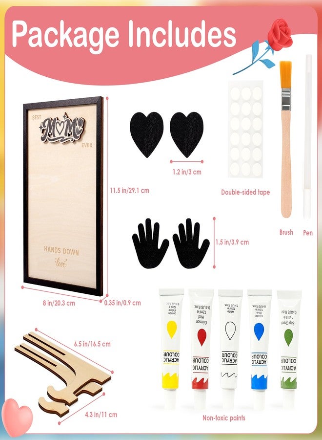 Sortnic Mothers Day Gifts from Kids, DIY Handprint Craft Kit with 5 Non-Toxic Paint, Wooden Family Keepsake Frame with Kids Names, Hands Down Best Mom Ever Sign, Mothers Day Gift from Son Daughter - Image 4
