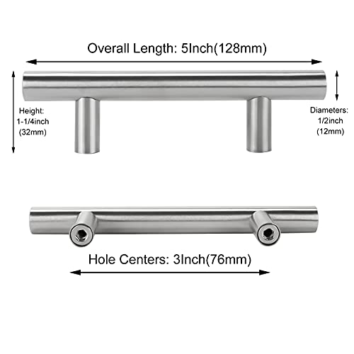 homdiy 10 Pack Brushed Nickel Cabinet Pulls 3 Inch Kitchen Cabinet Handles Stain Steel Cabinet Hardware for Kitchen and Bathroom Cabinets, 5 Inch Overall Drawer Pull - Image 2