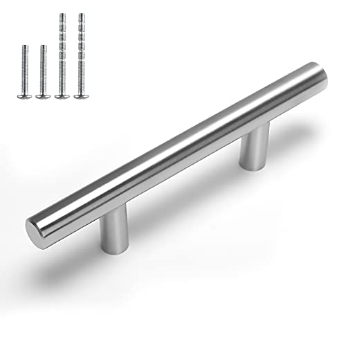 homdiy 10 Pack Brushed Nickel Cabinet Pulls 3 Inch Kitchen Cabinet Handles Stain Steel Cabinet Hardware for Kitchen and Bathroom Cabinets, 5 Inch Overall Drawer Pull - Image 1