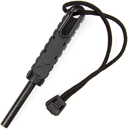 EXOTAC - polySTRIKER XL Ferrocerium Fire Starter with Snap-in Striker for Emergency Campfires and Hiking Survival Supplies (Black/Black) - Image 1