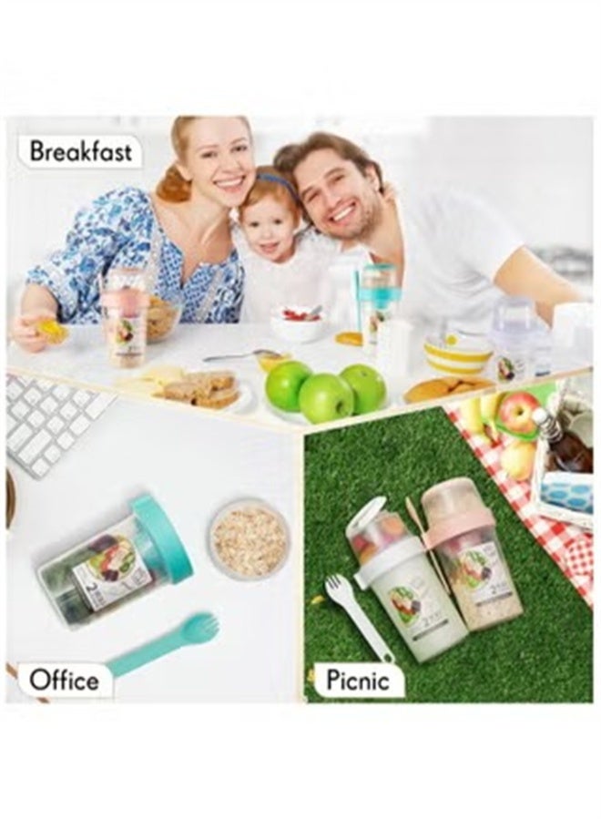 هومستر أكواب الزبادي على الطريق مع ملعقة، كأس سلطة مزدوجة الطبقة، مع غطاء الشوكة مربع الغمر، حاوية الختم الجيد المحمولة، الأخضر ﻿ - Image 5