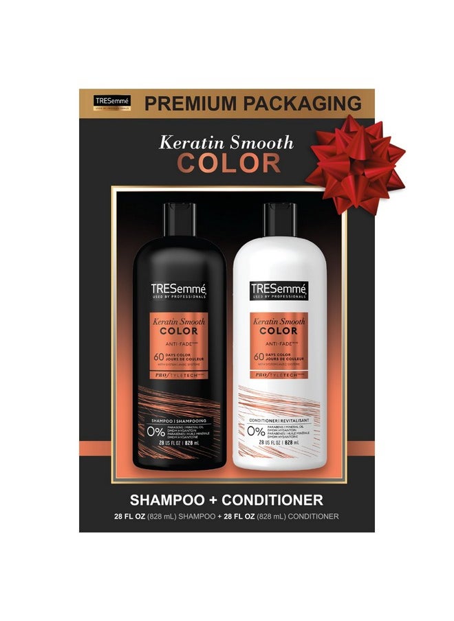 TRESemmé TRESemmé Shampoo and Conditioner, Keratin Smooth Color - Anti-Fade, Anti-Frizz Hair Products for Color-Treated Hair, 28 Oz Ea  - Image 1