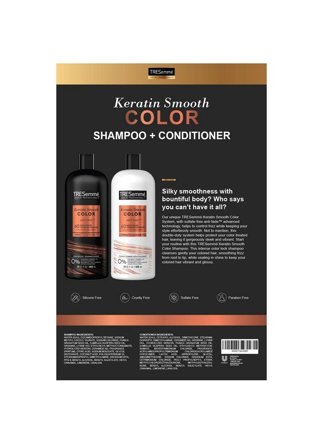 TRESemmé TRESemmé Shampoo and Conditioner, Keratin Smooth Color - Anti-Fade, Anti-Frizz Hair Products for Color-Treated Hair, 28 Oz Ea  - Image 4