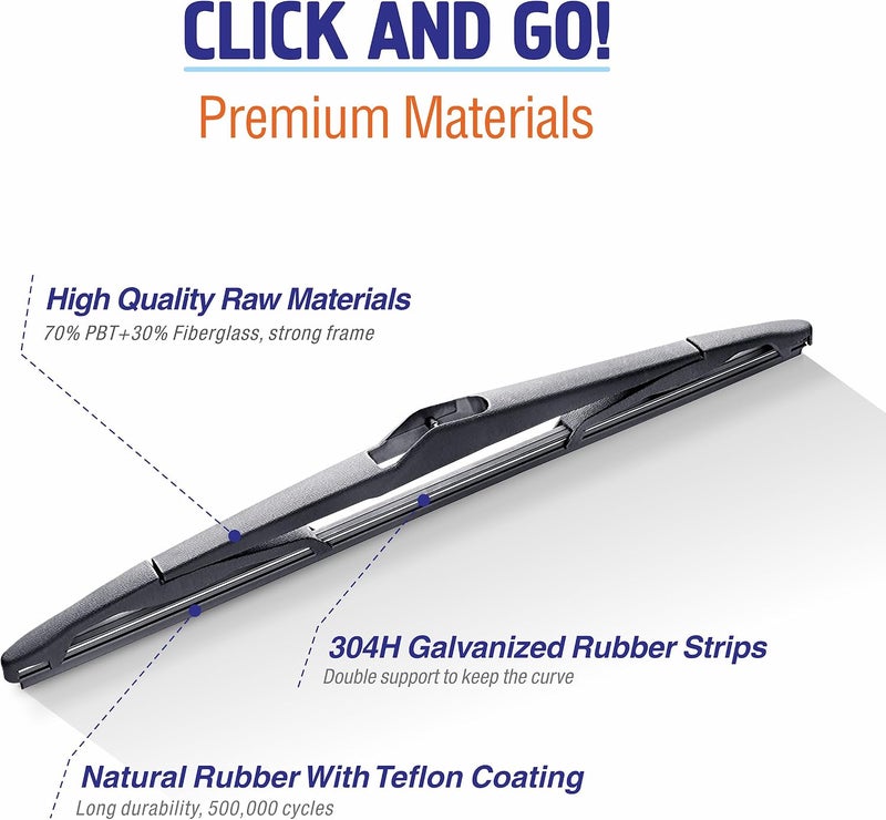 WOWIPER 12 inch (12-M) Silicone Rear Wiper Blade Replacement for Ford Focus 2018-2012 Fiesta 2018-2011 /For Saab 9-3 2011-2006 9-5 2009-2006 Back Windshield Wiper For My Car - Image 3