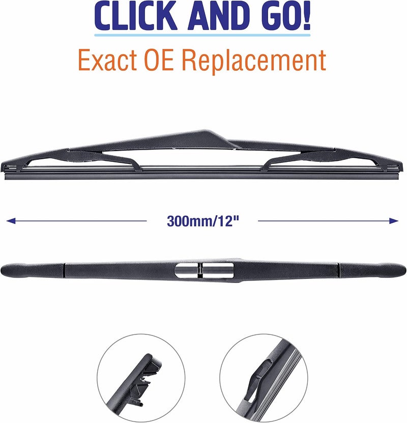 WOWIPER 12 inch (12-M) Silicone Rear Wiper Blade Replacement for Ford Focus 2018-2012 Fiesta 2018-2011 /For Saab 9-3 2011-2006 9-5 2009-2006 Back Windshield Wiper For My Car - Image 2
