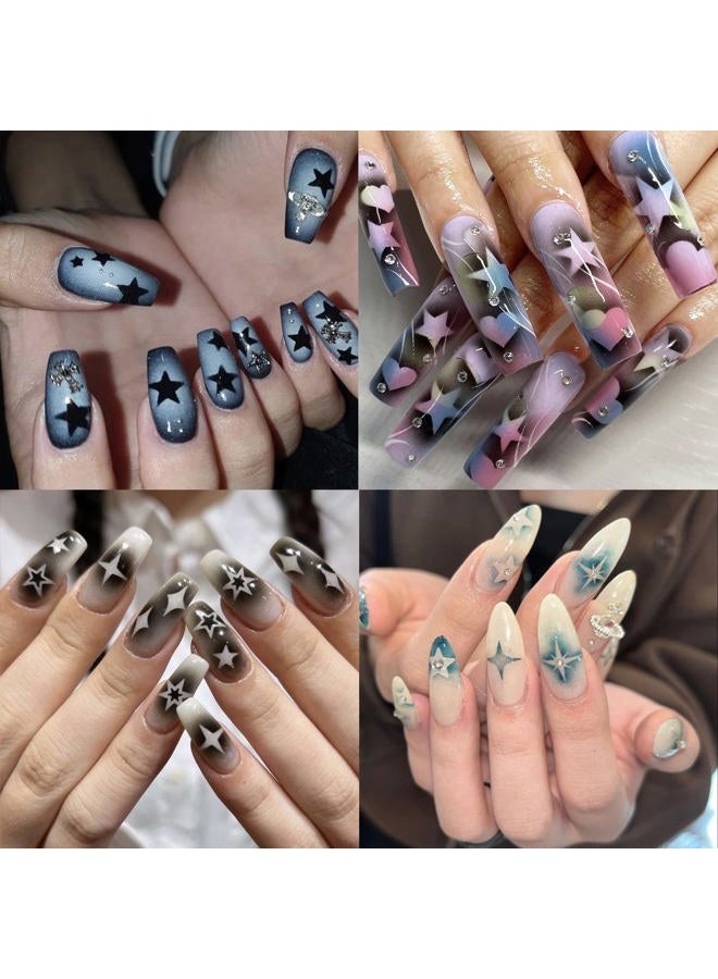 winthrop 24 Sheets Airbrush Stencils Nail Stickers for Nail Art, French Nail Decals Printing Template Stencil Tool Moon Stars Heart Butterfly French Design Hollow (154 Designs) - Image 4