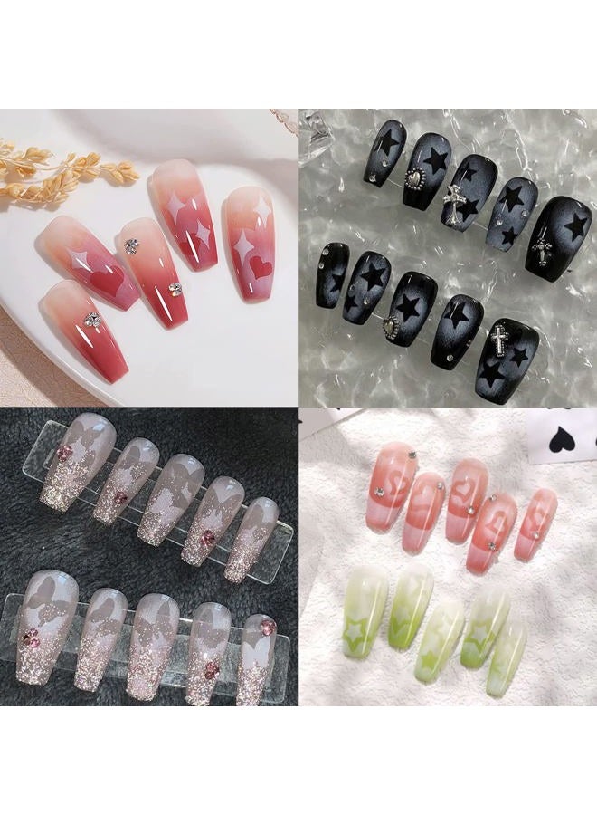 winthrop 24 Sheets Airbrush Stencils Nail Stickers for Nail Art, French Nail Decals Printing Template Stencil Tool Moon Stars Heart Butterfly French Design Hollow (154 Designs) - Image 5
