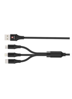 SWISS MILITARY 3-in-1 Multi Fast Charging Cable (6FT/2M): Original 5A, Lightning/Type C/Micro, Compatible with iPhone/Huawei/Samsung/OPPO/VIVO/Xiaomi/Honor, 5Amps – Black  - Image 5
