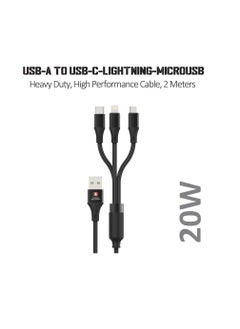 SWISS MILITARY 3-in-1 Multi Fast Charging Cable (6FT/2M): Original 5A, Lightning/Type C/Micro, Compatible with iPhone/Huawei/Samsung/OPPO/VIVO/Xiaomi/Honor, 5Amps – Black  - Image 2