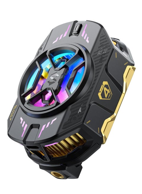Cell Phone Cooler for Gaming Black Shark FunCooler 4 Pro, 27W Mobile Phone Cooling Fan with Sleep Timer/Fan Speed Settings for 2.59-3.46 inches iPhone/Android Heatsink, Cellphone Radiator RGB Light