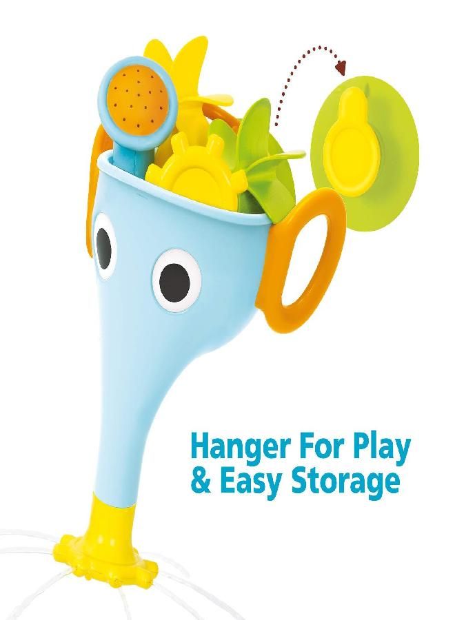 Yookidoo FunEleFun Fill ‘N’ Sprinkle Bath Toy. an Elephant Trunk Funnel Toddlers Play with 3 Interchangeable Trunk Accessories That Spins, Twist and Sprinkle, Promotes Kids STEM-Based Learning (Blue)