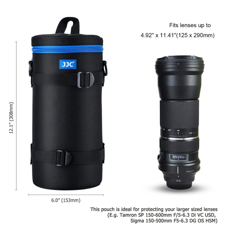 JJC Deluxe Lens Case Pouch Bag for Sigma 150-500mm f/5-6.3 DG OS HSM, Canon RF 800mm f/11 IS STM, Nikon AF-S NIKKOR 200-500mm f/5.6E ED VR & More Lenses Below 4.9'' x 11.4''(D x L) - Image 3