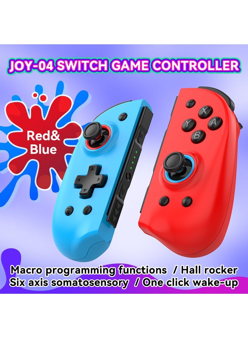 Switch Joy-Con Controller JOY-04: Macro Programming, Gyroscope, Dual Vibration, Turbo Mode, and Ergonomic Design (Red & Blue) - Image 2