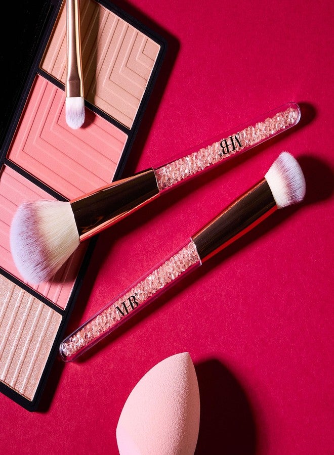 إكسبريشنز مجموعة فرش مكياج احترافية مكونة من 10 قطع مرصعة بأحجار كريمة لامعة باللون الذهبي الوردي - 10 فرش مكياج عالية الجودة بشعيرات ناعمة للاستخدام اليومي - فرش وأدوات مكياج احترافية - Image 5