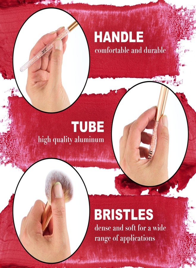 إكسبريشنز مجموعة فرش مكياج احترافية مكونة من 10 قطع مرصعة بأحجار كريمة لامعة باللون الذهبي الوردي - 10 فرش مكياج عالية الجودة بشعيرات ناعمة للاستخدام اليومي - فرش وأدوات مكياج احترافية - Image 3