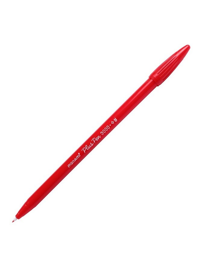 مونامي قلم Plus 3000 Office Sign Pen ذو طرف لباد حبر مائي ملون، علبة كاملة باللونين الأحمر والأزرق والأسود، مكونة من اثني عشر قلمًا  - Image 4