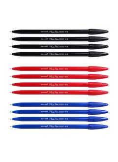 Monami Plus 3000 Office Sign Pen Felt Tip Water Based Ink Color Pen Complete Red,Blue,Black Dozen Box  - Image 1