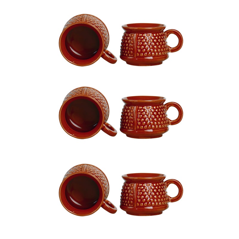 Caffeine Ceramic Handmade Brown Bubble Tea Cups (Set of 6) - Image 1