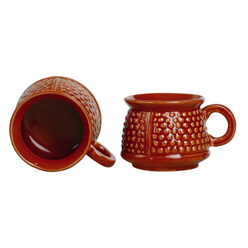 Caffeine Ceramic Handmade Brown Bubble Tea Cups (Set of 6) - Image 2