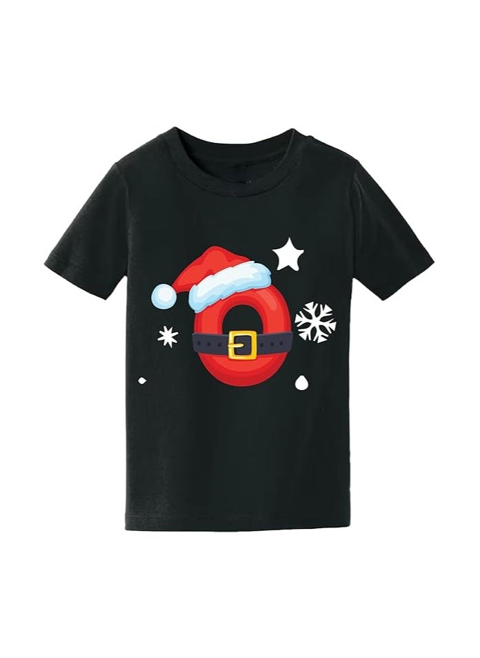 PRINTSHOP4ME - Christmas Initial Letter Printed Kids T-Shirts For Boys-Fun And Festive Holiday Gift For Your Little Guy-Gifts For Friends And Family Printed Round Neck T-Shirts For Kids - Image 1
