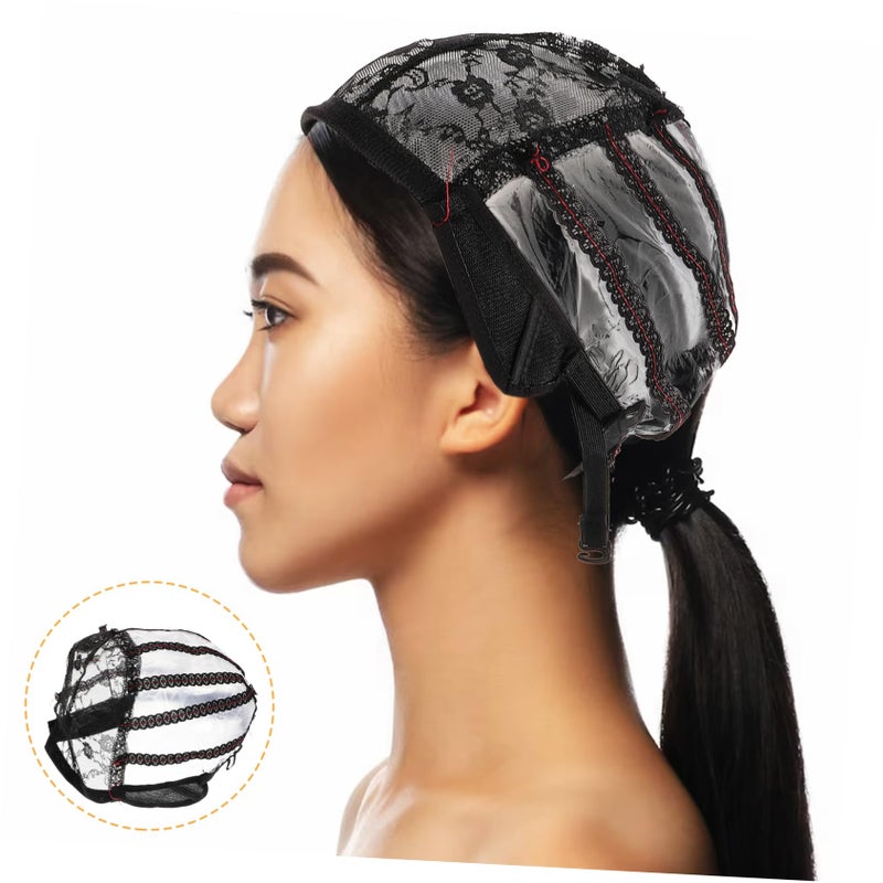 2pcs Black Wig Cap Elastic Mesh Net Hat For Easy Wig Making And Costume Party - Image 5