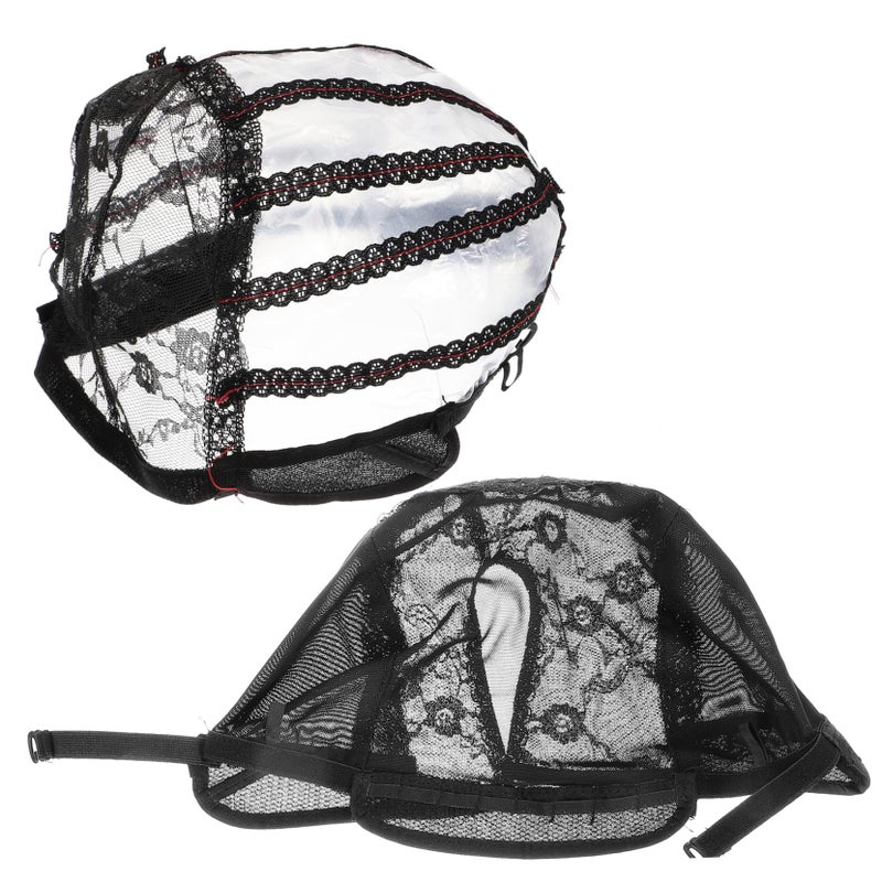 2pcs Black Wig Cap Elastic Mesh Net Hat For Easy Wig Making And Costume Party - Image 2