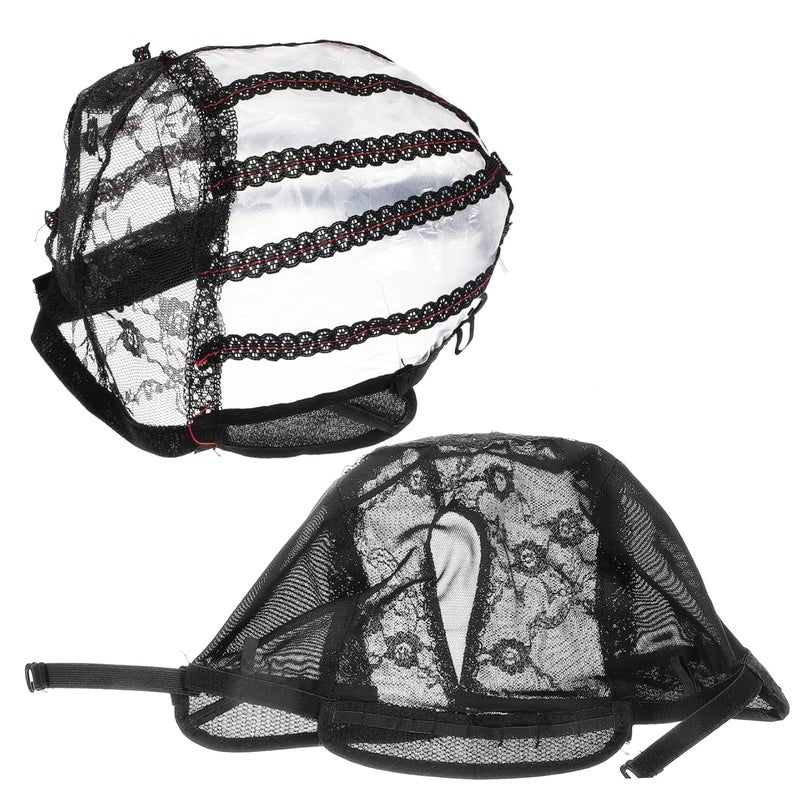 2pcs Black Wig Cap Elastic Mesh Net Hat For Easy Wig Making And Costume Party - Image 1