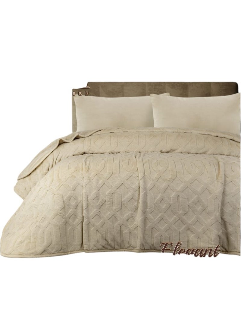 Two-layer blanket, double-sided, one side jacquard laser-cut and the other side soft fleece, Spanish design