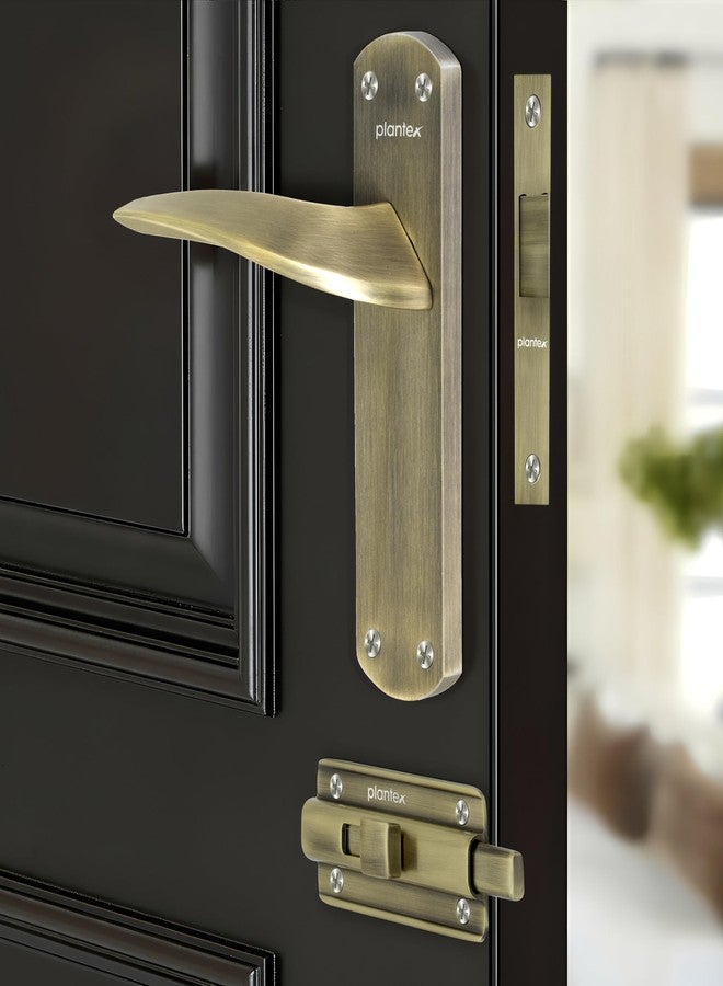 Plantex Heavy Duty Door Lock - Bathroom Door Lock/Mortise 8inch Keyless Plate Handle Set for Home/Bathroom/Storeroom/Balcony/Office with Baby Latch (8128- Brass Antique) - Image 1