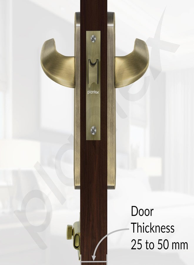 Plantex Heavy Duty Door Lock - Bathroom Door Lock/Mortise 8inch Keyless Plate Handle Set for Home/Bathroom/Storeroom/Balcony/Office with Baby Latch (8128- Brass Antique) - Image 3