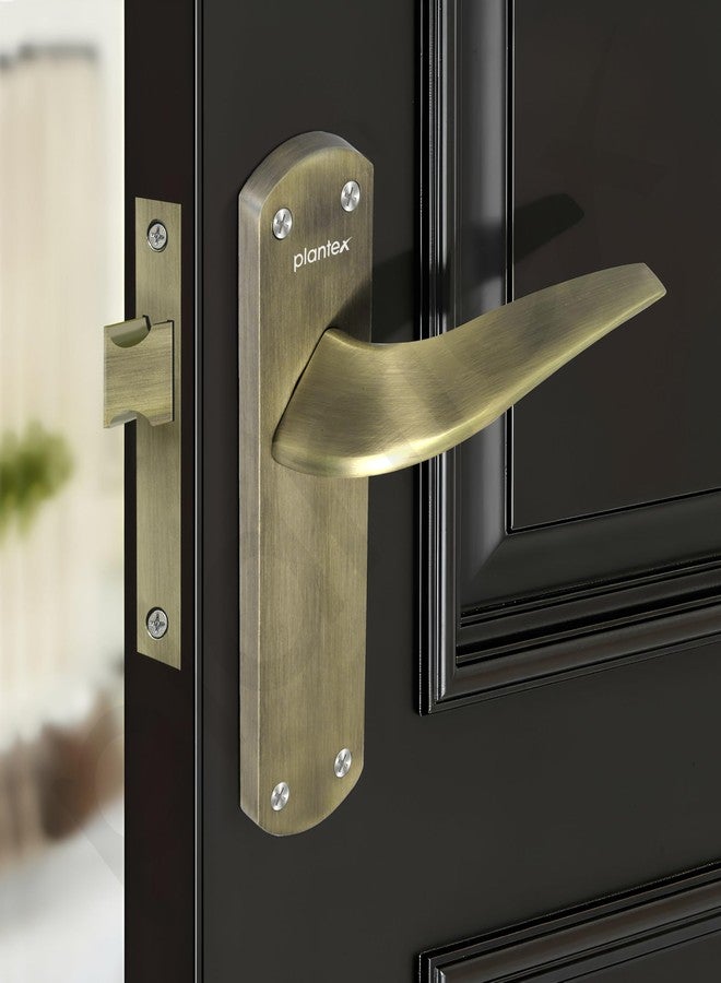 Plantex Heavy Duty Door Lock - Bathroom Door Lock/Mortise 8inch Keyless Plate Handle Set for Home/Bathroom/Storeroom/Balcony/Office with Baby Latch (8128- Brass Antique) - Image 4
