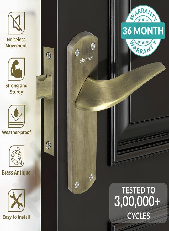 Plantex Heavy Duty Door Lock - Bathroom Door Lock/Mortise 8inch Keyless Plate Handle Set for Home/Bathroom/Storeroom/Balcony/Office with Baby Latch (8128- Brass Antique) - Image 2