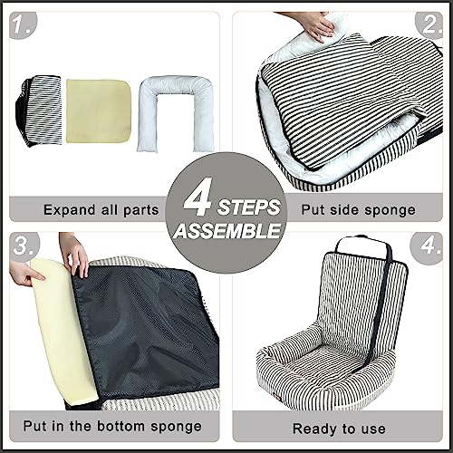GeerDuo Dog Car Seat for Small and Medium Dogs, Booster Seat Sofa Pet Bed, Portable Car Travel Carrier Bed (Grey Stripes,Standard Filling) - Image 4