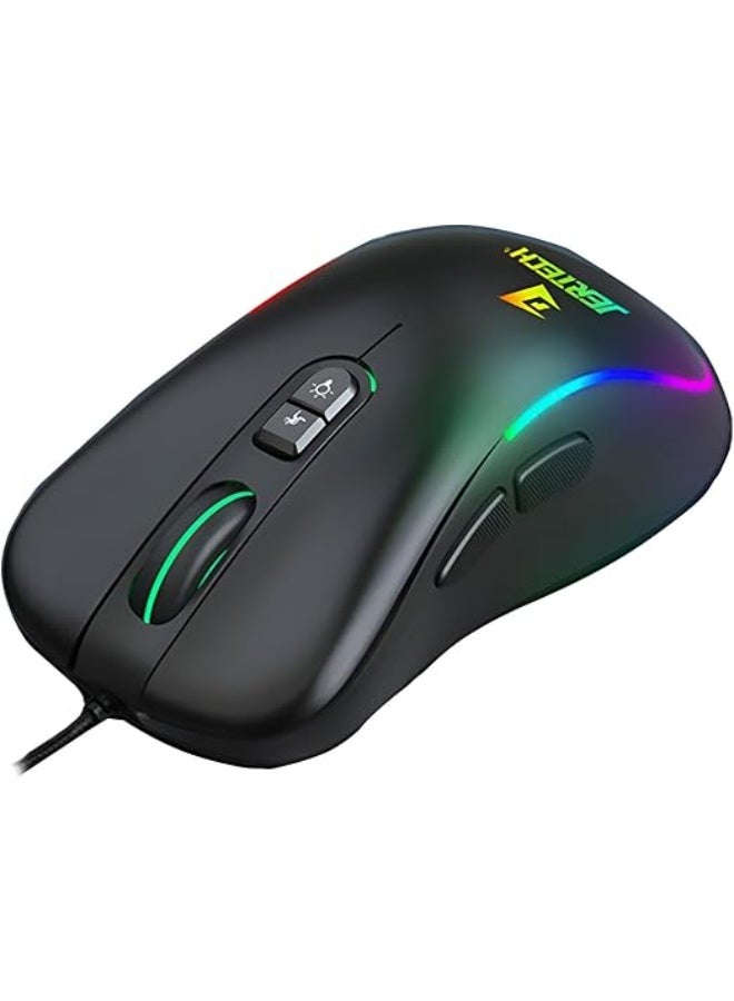 JERTECH XP13 GUNS Wired DPI 3600 Colorful LED Gaming Mouse - Chrome 1000Hz Black - Image 1