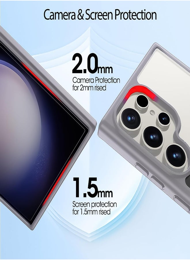 Case Crystal Clear for Samsung Galaxy S24 Ultra Magnetic Clear Cover, Compatible with Wireless Charger and Magsafe Card Wallet, Simplistic Transparent Shockproof and Drop-Proof Case - Titanium