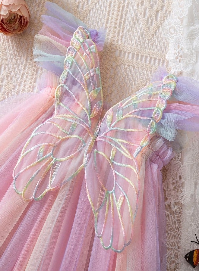 NNJXD Baby Girl Rainbow Tulle Dress Summer Casual Toddler Tutu Dresses 1980 Pink Size(110) 3-4 Years - Image 3