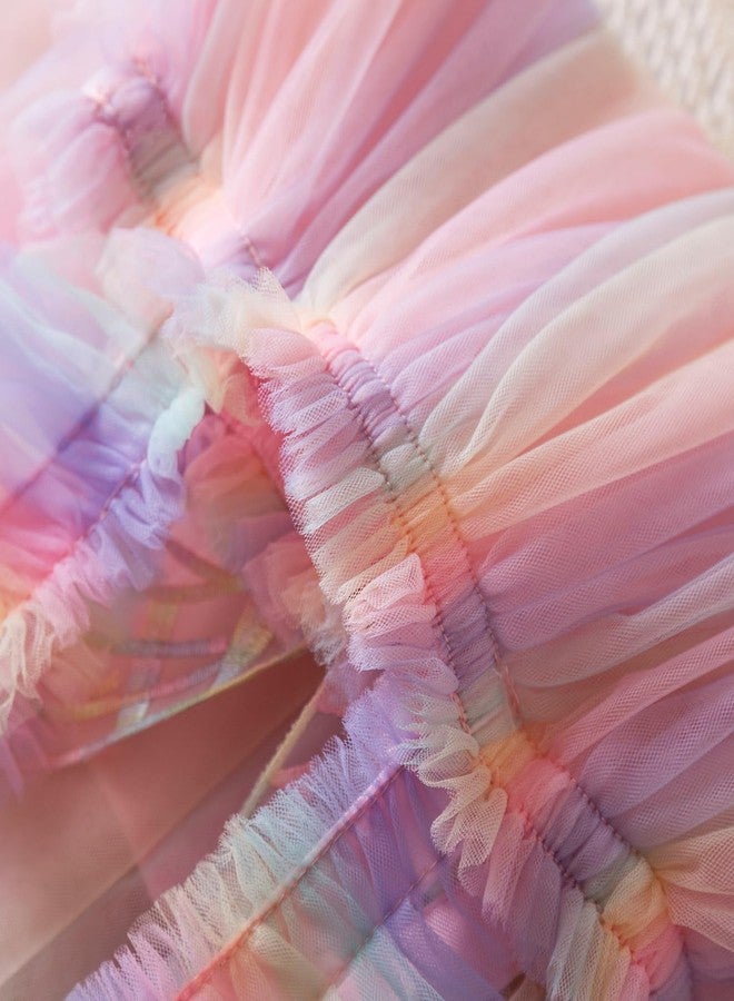 NNJXD Baby Girl Rainbow Tulle Dress Summer Casual Toddler Tutu Dresses 1980 Pink Size(110) 3-4 Years - Image 4