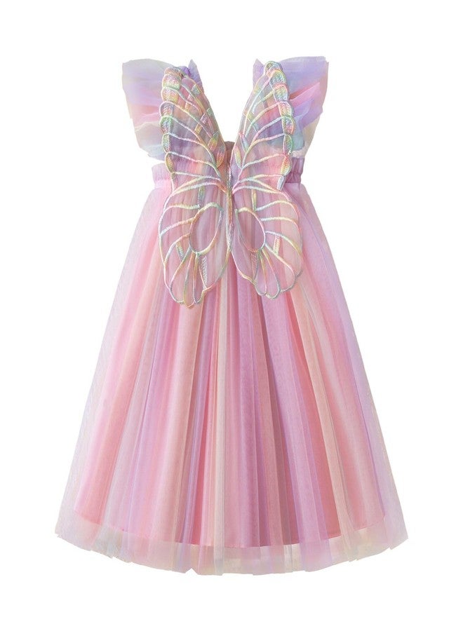 NNJXD Baby Girl Rainbow Tulle Dress Summer Casual Toddler Tutu Dresses 1980 Pink Size(110) 3-4 Years - Image 1