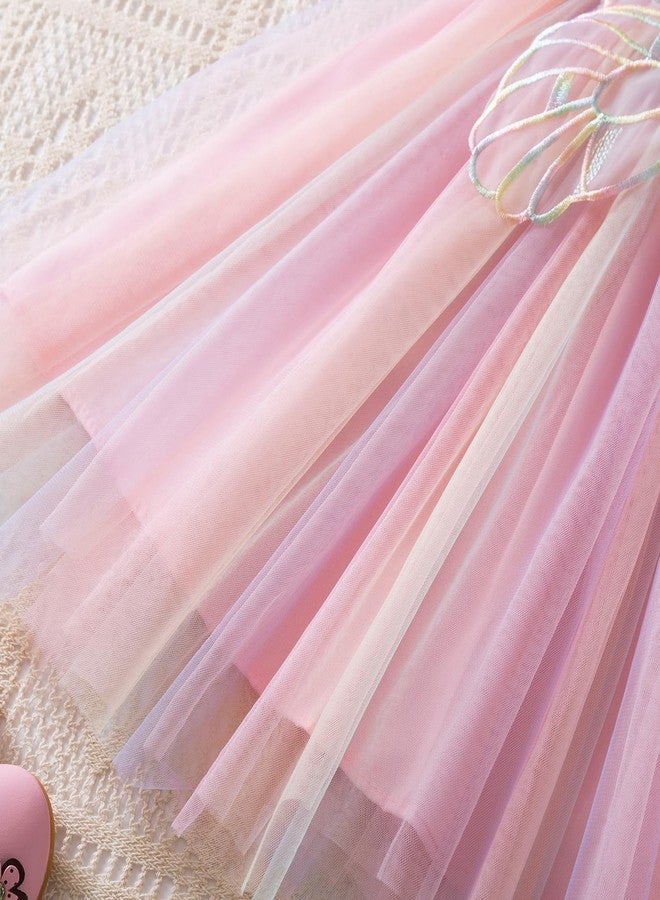 NNJXD Baby Girl Rainbow Tulle Dress Summer Casual Toddler Tutu Dresses 1980 Pink Size(110) 3-4 Years - Image 5