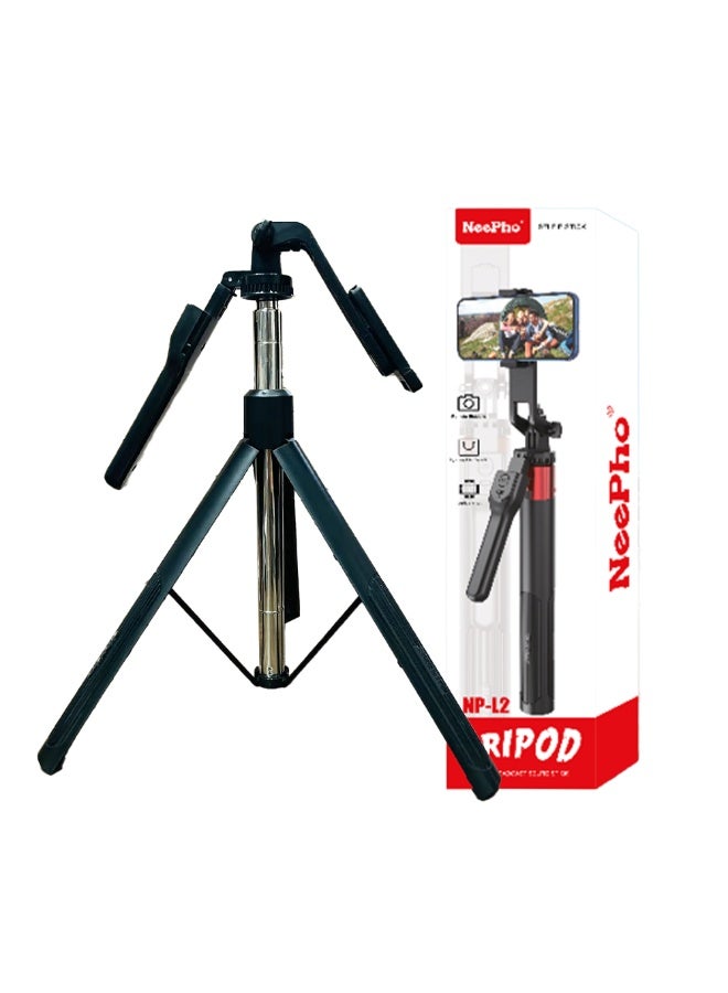 NeePho Professional Selfie Stick NP-L2, Flexible Design with Tripod, 360° Rotating Ball Head, 3-Axis Vibration Absorption, Extendable up to 1.67m, Lightweight (32cm when folded), Equipped with a Stable Phone Holder and Bluetooth Remote with Battery, Compatible with Phones, Cameras and DSLRs - Ideal for Travel, Vlogging, Still Photography and Selfies with High Definition and Quality in Every Shot  - Image 2
